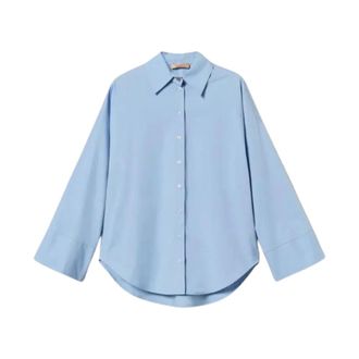 Twinset Shirts, female, Blue, XL, Wide Poplin Shirt