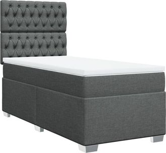 vidaXL Vidaxl - Cama Box Spring Con Colch&oacute;n Tela Gris Oscuro 90x200 Cm
