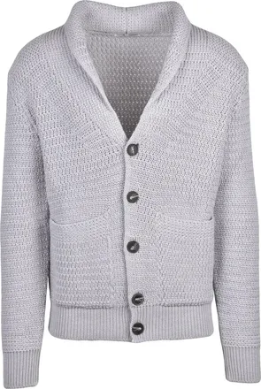 KANGRA Light Grey Wool-Cashmere Button Cardigan