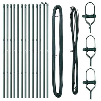 Berkfield Home Fence Posts Set Set of 13 Green Metal
