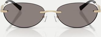 Michael Kors occhiali da sole ovali Manchester con lenti grigie in oro chiaro lucido