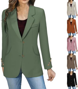 Generic HUIFUAO Black Blazer Women Plus Size V Neck Suit Jackets Autumn Long Sleeve Coats 2 Button Lapel Outerwear Cardigan (Black, XXXL)