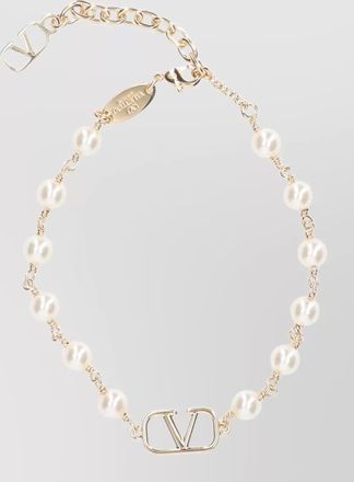 Valentino Garavani chain link bracelet adjustable length pearls