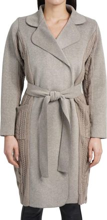 Love Token Callie Long Sleeve Sweater Coat In Taupe