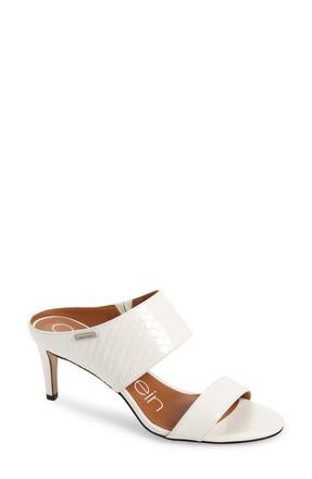 Calvin Klein Cecily Sandal in White Patent Leather at Nordstrom, Size 6