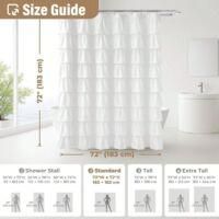 OEM Cortina De Ducha Plisada De Estilo R&uacute;stico Vintage, Hecha A Mano, En Tela Decorativa R&uacute;stica, Apta Para Ba&ntilde;os, 182,88 Cm X 182,88 Cm, Blanco - Crezuo