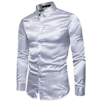 Generic Dress Sparkly Shirts Men - Business Wedding Shirts Slim Fit Long Sleeve Shirt Non Iron Formal Shirt Button Down Tops Prom Performing Shirts Personalis