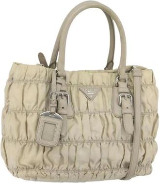 Prada Pre-owned Handbags, female, Beige, Size: ONE SIZE Pre-owned Nylon Handbag