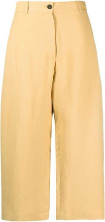 STUDIO NICHOLSON Yellow Wide Leg Cropped Trousers