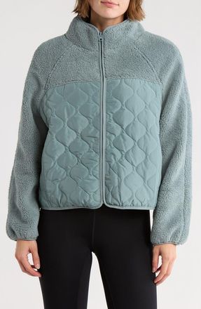 Zella Faux Shearling Mixed Media Jacket in Grey Thunder at Nordstrom Rack, Size X-Small