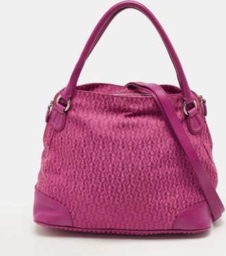 Aigner Fuchsia Signature Nylon Zip Tote