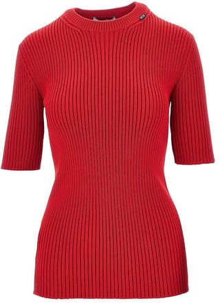 Prada Ribbed wool short-sleeved sweater Woman 38