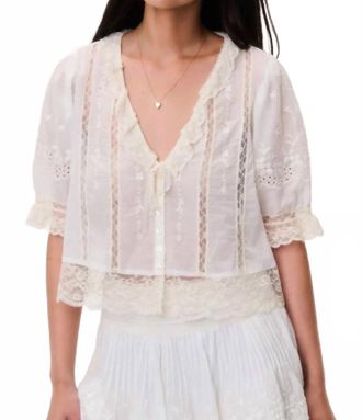 LoveShackFancy Maurelle Cotton Lace Blouse In White