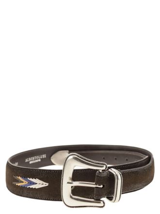 Alberto Luti Suede Belt With Embroidery