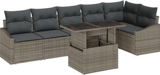 vidaXL Vidaxl - Garden Sofa Set with Cushion 7 pcs Grey 100 x 55 x 73 cm