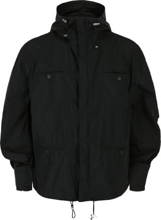 Ferragamo Mens Hooded Windbreaker Jacket In Nero