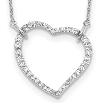 Diamond2Deal 14k Gold Round Cut 0.70 Ct Lab Grown Diamond Open Heart Pendant Necklace 18