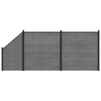 vidaXL Set Di Recinzione 446 X 186 Cm Wpc E Alluminio Grigio Vidaxl