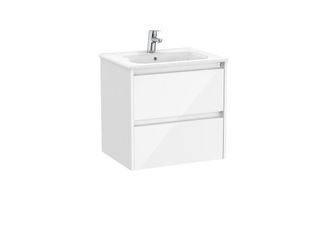 Roca Pack Unik Mueble De 2 Cajones + Lavabo Tenet - Roca Color: Blanco Brillo - Medidas: 585x460x565 Mm