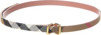 Burberry Check Canvas & Leather Belt