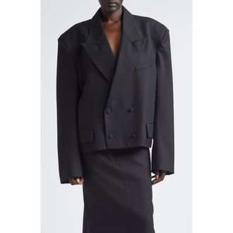 Vaquera Slouchy Double Breasted Wool Jacket in Black at Nordstrom, Size X-Large