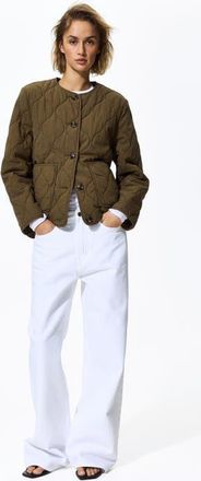 H&M Quilted Jacket in Dark Khaki Green at Nordstrom, Size Xx-Large