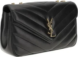 Saint Laurent Womens Black Calf Leather Bos Taurus Shoulder Bag