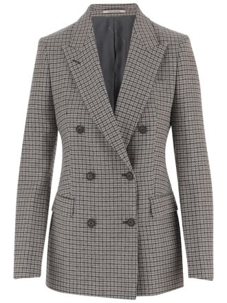 Tagliatore Grey Wool-Blend Checked Double-Breasted Blazer
