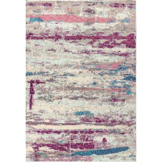 Jonathan Y Designs Contemporary POP Modern Abstract Brushstroke Area Rug in Cream/pink at Nordstrom, Size 2Ft 0In X 8Ft 0In