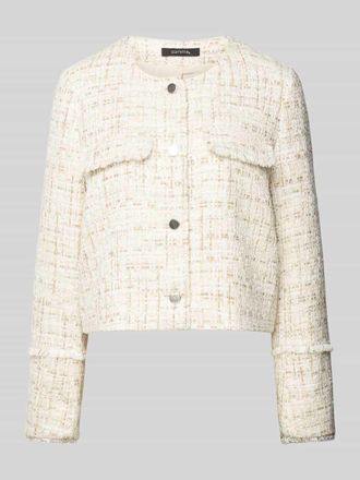 Comma Regular Fit Blazer mit Knopfleiste in Beige, Gr&ouml;&szlig;e 44