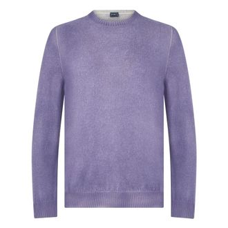 Fedeli Cashmere Knitwear, male, Purple, Size: L Round Neck Sweater
