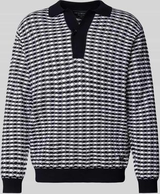 Emporio Armani Regular Fit Wollpullover aus Schurwolle mit Umlegekragen in Weiss, Größe XL