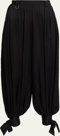 Chlo&eacute; Silk Charmeuse Balloon-Leg Ankle Trousers