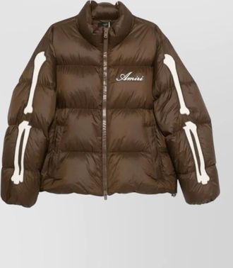 Amiri short puffer jacket high collar contrast panels