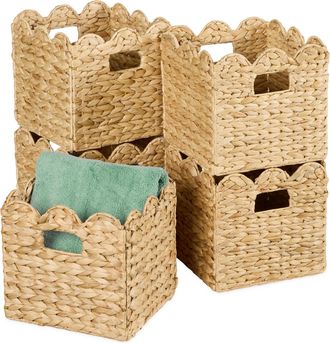 Best Choice Products Scalloped 13 x 13in Hyacinth Storage Basket Set of 5