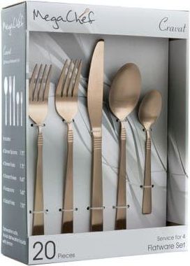 MegaChef Cravat 20 Piece Flatware Utensil Set, Stainless Steel Silverware Metal Service for 4 in Matte Rose at Nordstrom