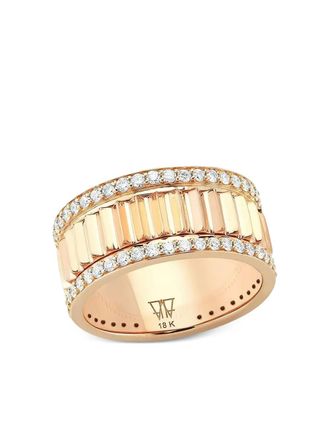 Walters Faith 18K rose gold Clive Fluted diamond ring - women - 18kt Rose Gold/Diamond - 6 - Pink