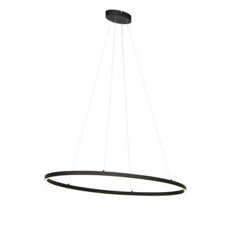 QAZQA Dise&ntilde;o L&aacute;mpara Colgante De Dise&ntilde;o Negra Ovalada Con Led Regulable En 3 Pasos - Ovallo Acero /pl&aacute;stico Ovalada Incluye Led Max. 1 X 30 Watt - Qazqa