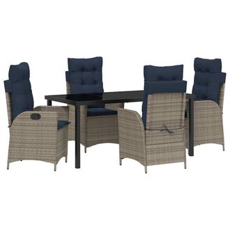 vidaXL Conjunto De Comedor De Jard&iacute;n 5 Pcs Gris Y Negro Rat&aacute;n Vidaxl