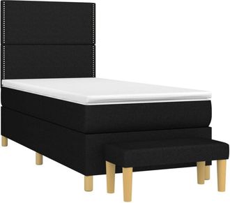 vidaXL Vidaxl - Cama Box Spring Con Colch&oacute;n Tela Negro 100x200 Cm