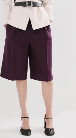 Mango Linen Bermuda Shorts in Purple at Nordstrom, Size 0