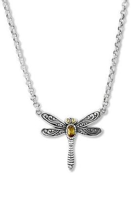 Samuel B. Sterling Silver & 18k Gold Dragonfly Pendant Necklace in Yellow at Nordstrom Rack