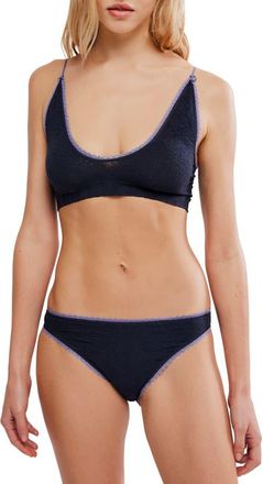 Free People Intimately FP Sweet Point Seamless Bikini in Black Combo at Nordstrom, Size Large/x-Large