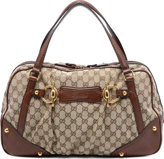 Gucci Tweedehands Gg Canvas Jockey Boston Bag