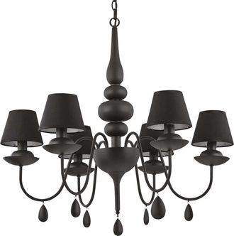 Netlighting Blanche 6 Light Multi Arm Chandelier Black Finish E14