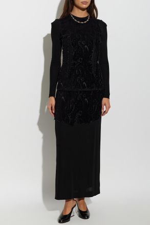 Maison Margiela Top With Lace Appliqu&eacute;, Womens, Black