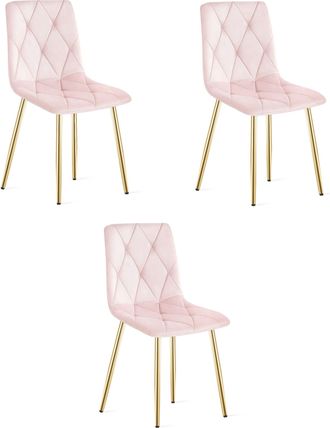 OEM Silla Libra - Terciopelo Rosa Claro / Patas Color Madera X 3