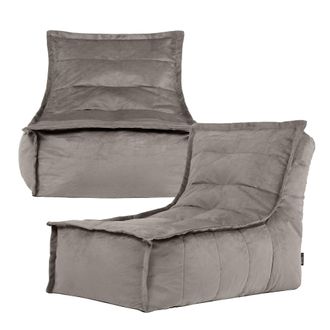 Icon Brand Dolce Large Beanbag Lounger, Velvet (2-Pack) in Charcoal