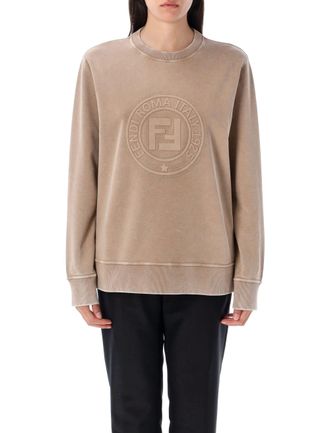 Fendi Womens Roma Sweatshirt - Tan Cotton - Size X-Small