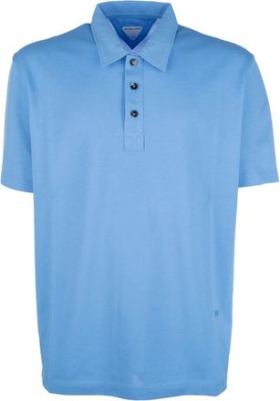Bottega Veneta Polo shirt van katoen-piqu&eacute; - Heren - Polos - Blauw - S - Katoen - Tops